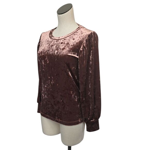 ModCloth Pink Velvet Velour Knit Top Long Sleeve Size‎ Small Soft Casual Blouse - Picture 9 of 10